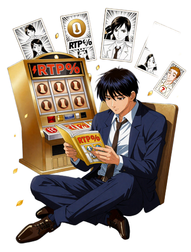 Billionaire Sensei liest Manga &uuml;ber Spielautomaten-Strategien - BillionaireSpin Casino Maskottchen
