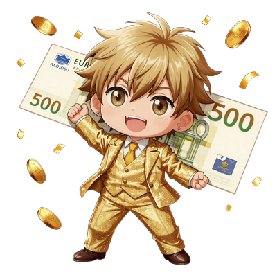 Chibi Billionaire Sensei Anime h&auml;lt einen goldenen Bonusscheck &uuml;ber &euro;500 beim BillionaireSpin Willkommensbonus
